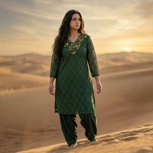 Pakistani Emerald Green Embroidered Salwar Kameez